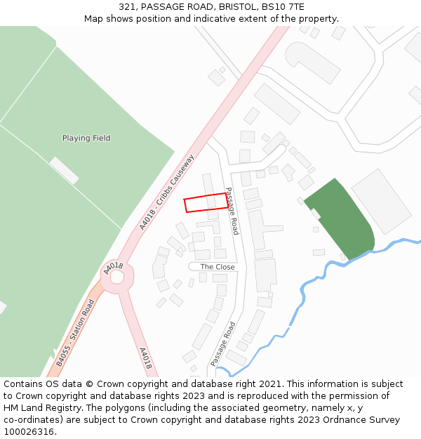321, PASSAGE ROAD, BRISTOL, BS10 7TE: Location map and indicative extent of plot