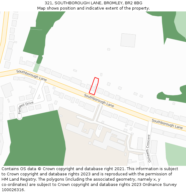321, SOUTHBOROUGH LANE, BROMLEY, BR2 8BG: Location map and indicative extent of plot