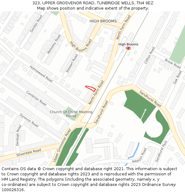 323, UPPER GROSVENOR ROAD, TUNBRIDGE WELLS, TN4 9EZ: Location map and indicative extent of plot