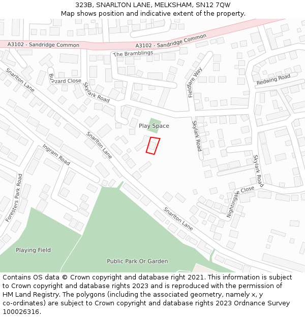 323B, SNARLTON LANE, MELKSHAM, SN12 7QW: Location map and indicative extent of plot