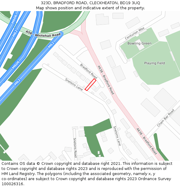 323D, BRADFORD ROAD, CLECKHEATON, BD19 3UQ: Location map and indicative extent of plot