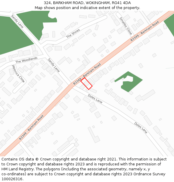 324, BARKHAM ROAD, WOKINGHAM, RG41 4DA: Location map and indicative extent of plot