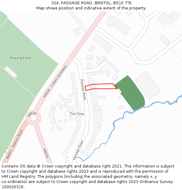 324, PASSAGE ROAD, BRISTOL, BS10 7TE: Location map and indicative extent of plot