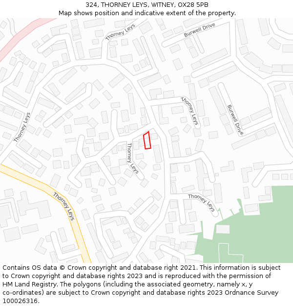 324, THORNEY LEYS, WITNEY, OX28 5PB: Location map and indicative extent of plot