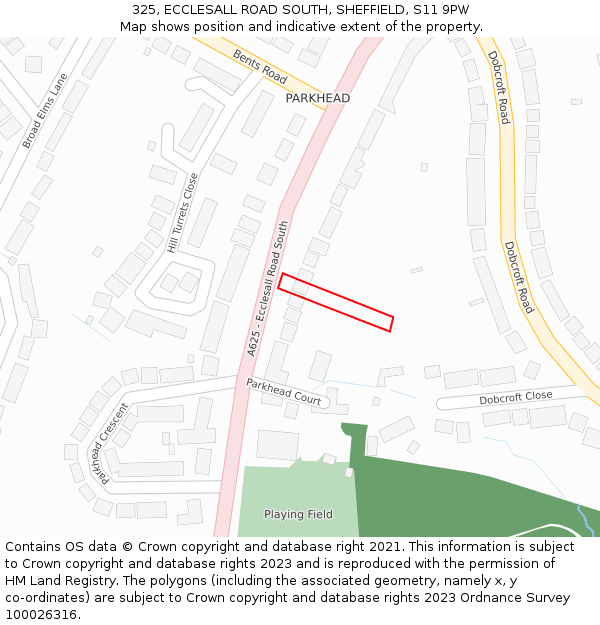 325, ECCLESALL ROAD SOUTH, SHEFFIELD, S11 9PW: Location map and indicative extent of plot