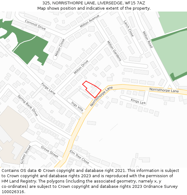 325, NORRISTHORPE LANE, LIVERSEDGE, WF15 7AZ: Location map and indicative extent of plot