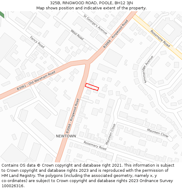 325B, RINGWOOD ROAD, POOLE, BH12 3JN: Location map and indicative extent of plot