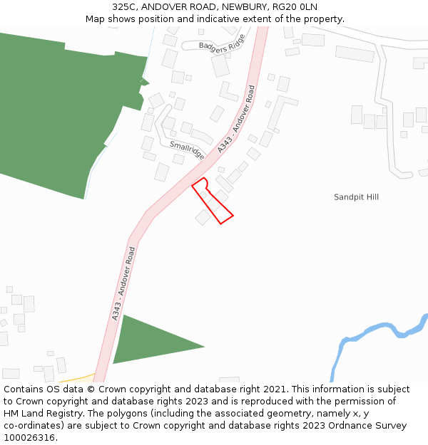 325C, ANDOVER ROAD, NEWBURY, RG20 0LN: Location map and indicative extent of plot