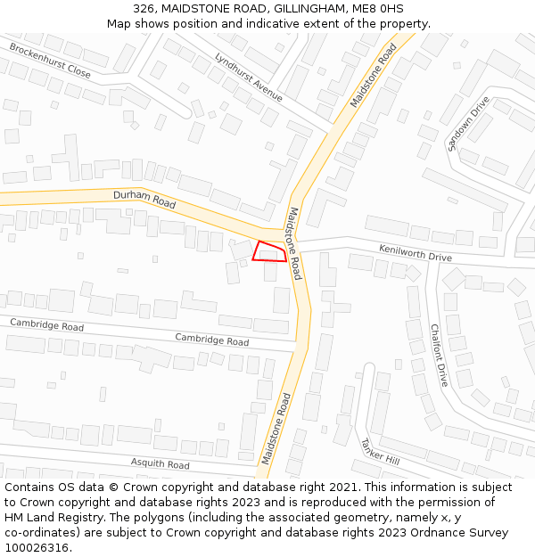 326, MAIDSTONE ROAD, GILLINGHAM, ME8 0HS: Location map and indicative extent of plot