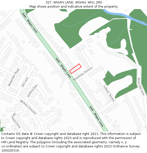 327, WIGAN LANE, WIGAN, WN1 2RD: Location map and indicative extent of plot