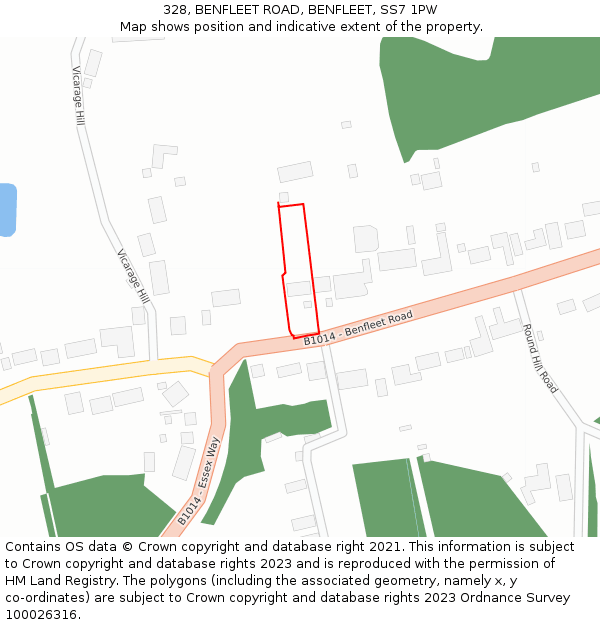 328, BENFLEET ROAD, BENFLEET, SS7 1PW: Location map and indicative extent of plot