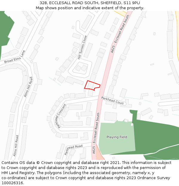 328, ECCLESALL ROAD SOUTH, SHEFFIELD, S11 9PU: Location map and indicative extent of plot