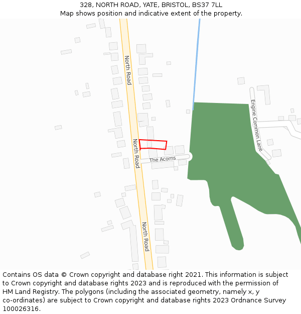 328, NORTH ROAD, YATE, BRISTOL, BS37 7LL: Location map and indicative extent of plot