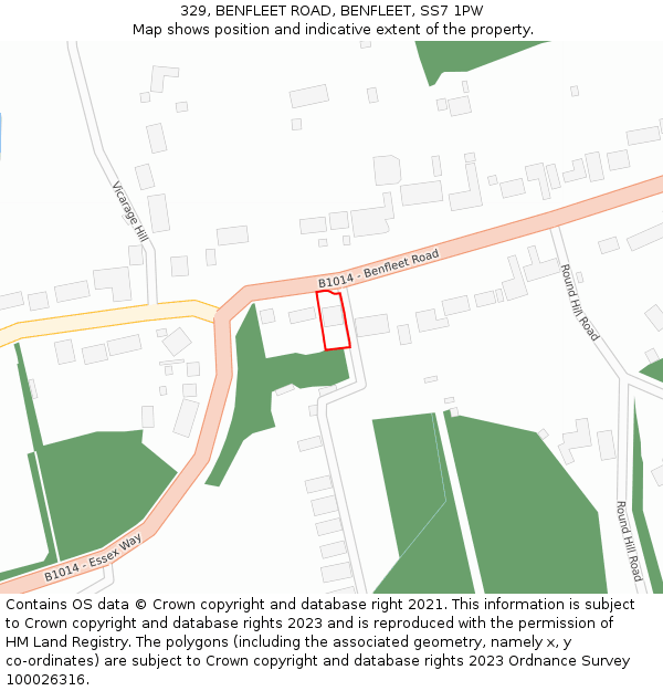 329, BENFLEET ROAD, BENFLEET, SS7 1PW: Location map and indicative extent of plot