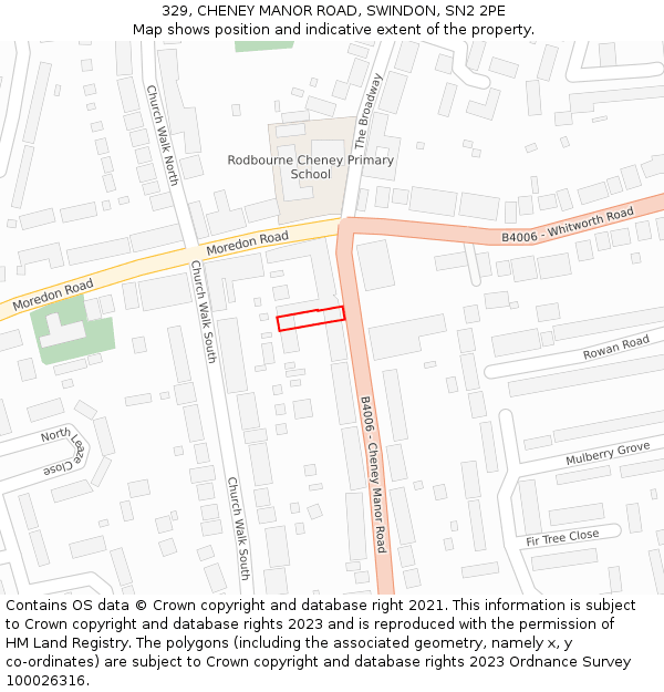 329, CHENEY MANOR ROAD, SWINDON, SN2 2PE: Location map and indicative extent of plot