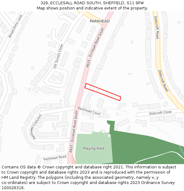 329, ECCLESALL ROAD SOUTH, SHEFFIELD, S11 9PW: Location map and indicative extent of plot