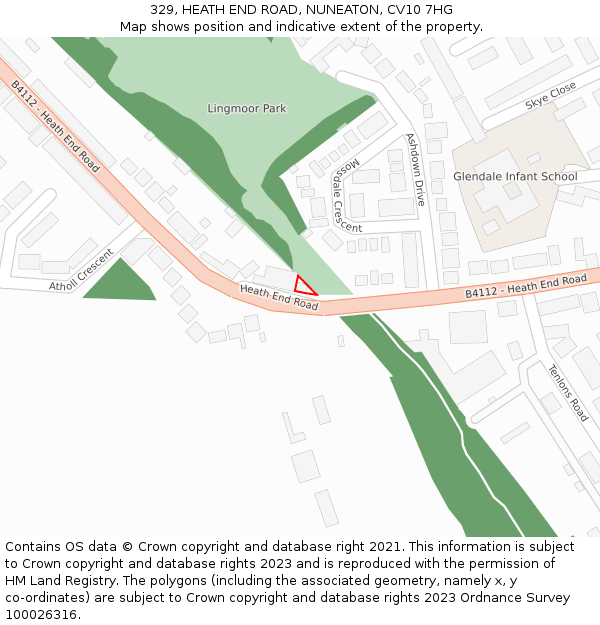 329, HEATH END ROAD, NUNEATON, CV10 7HG: Location map and indicative extent of plot