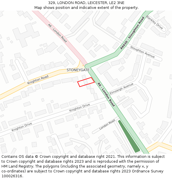 329, LONDON ROAD, LEICESTER, LE2 3NE: Location map and indicative extent of plot