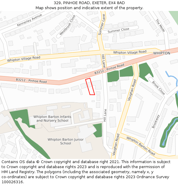 329, PINHOE ROAD, EXETER, EX4 8AD: Location map and indicative extent of plot