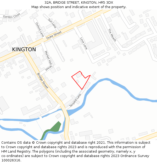 32A, BRIDGE STREET, KINGTON, HR5 3DX: Location map and indicative extent of plot