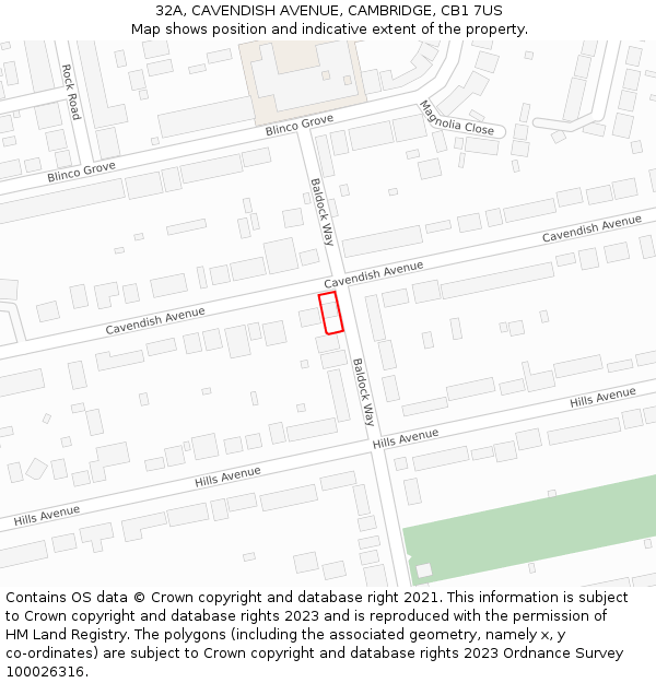 32A, CAVENDISH AVENUE, CAMBRIDGE, CB1 7US: Location map and indicative extent of plot