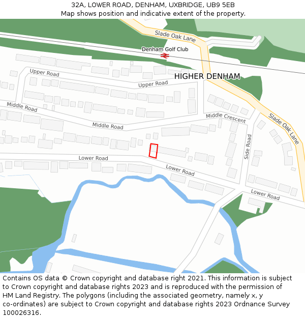 32A, LOWER ROAD, DENHAM, UXBRIDGE, UB9 5EB: Location map and indicative extent of plot