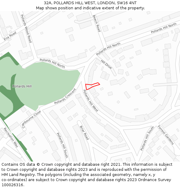 32A, POLLARDS HILL WEST, LONDON, SW16 4NT: Location map and indicative extent of plot