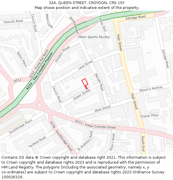 32A, QUEEN STREET, CROYDON, CR0 1SY: Location map and indicative extent of plot