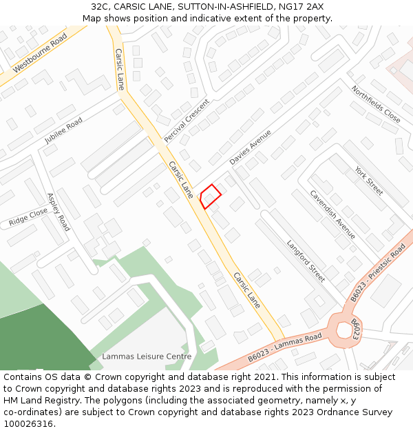 32C, CARSIC LANE, SUTTON-IN-ASHFIELD, NG17 2AX: Location map and indicative extent of plot