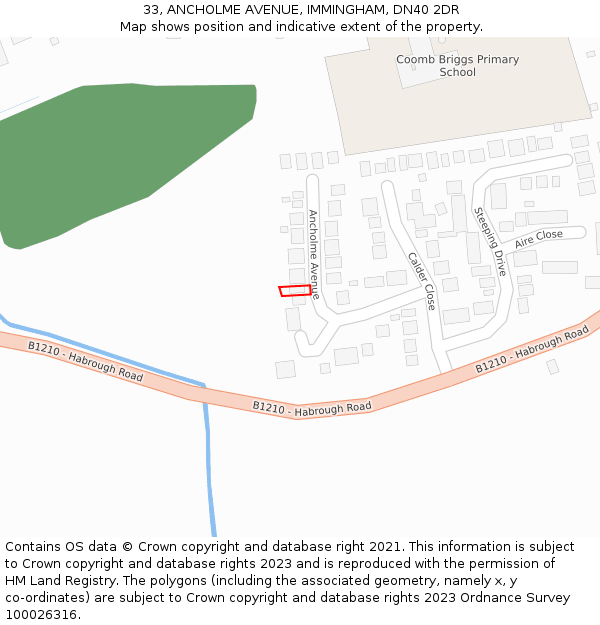 33, ANCHOLME AVENUE, IMMINGHAM, DN40 2DR: Location map and indicative extent of plot