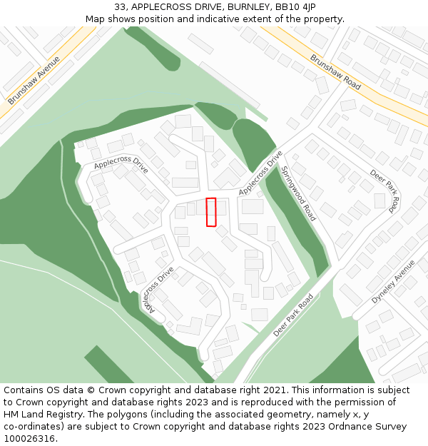 33, APPLECROSS DRIVE, BURNLEY, BB10 4JP: Location map and indicative extent of plot