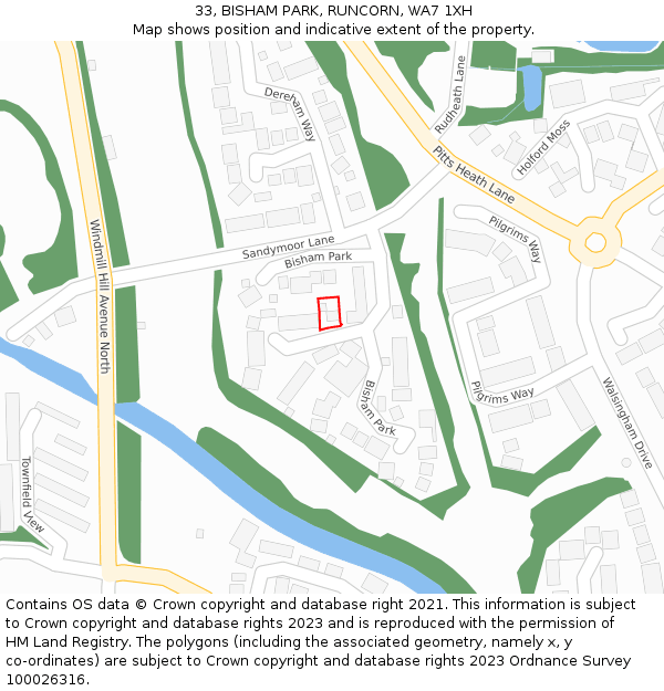 33, BISHAM PARK, RUNCORN, WA7 1XH: Location map and indicative extent of plot
