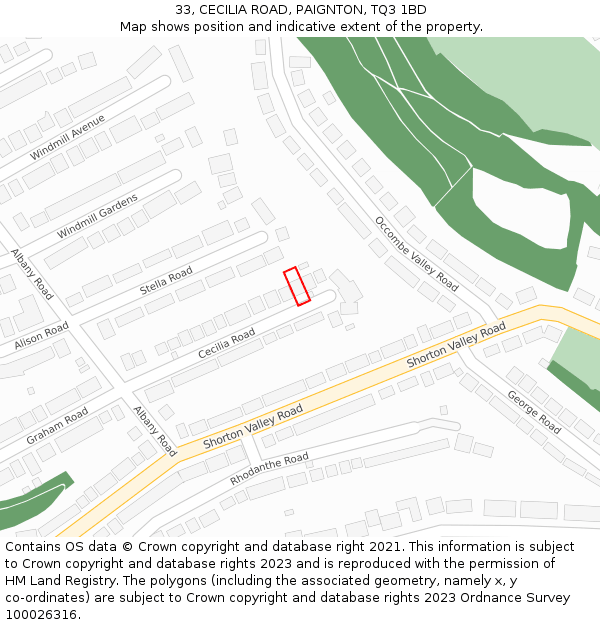 33, CECILIA ROAD, PAIGNTON, TQ3 1BD: Location map and indicative extent of plot