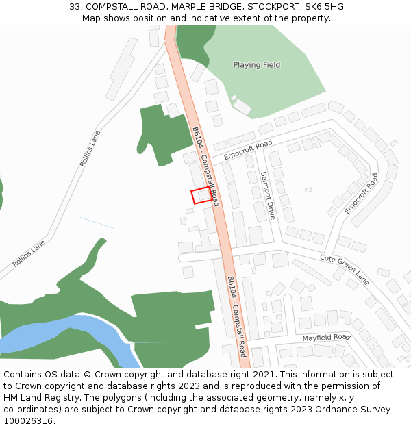 33, COMPSTALL ROAD, MARPLE BRIDGE, STOCKPORT, SK6 5HG: Location map and indicative extent of plot