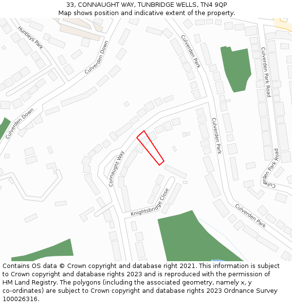 33, CONNAUGHT WAY, TUNBRIDGE WELLS, TN4 9QP: Location map and indicative extent of plot