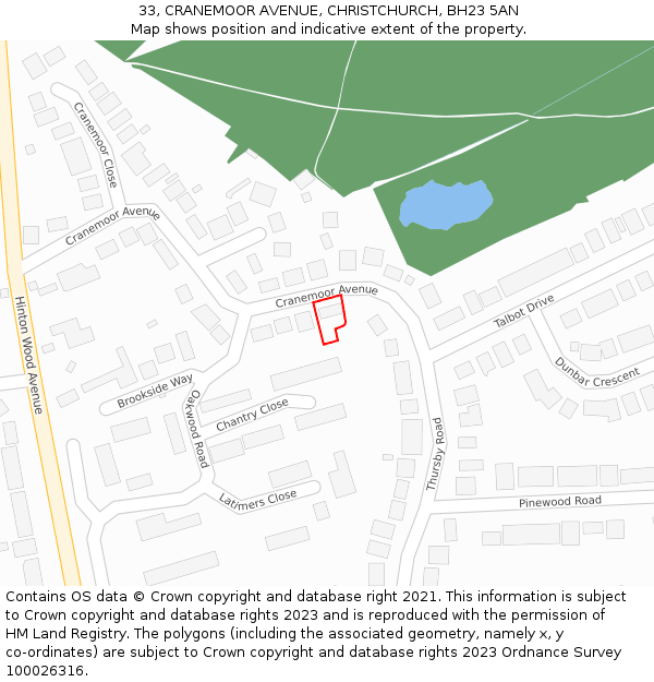 33, CRANEMOOR AVENUE, CHRISTCHURCH, BH23 5AN: Location map and indicative extent of plot