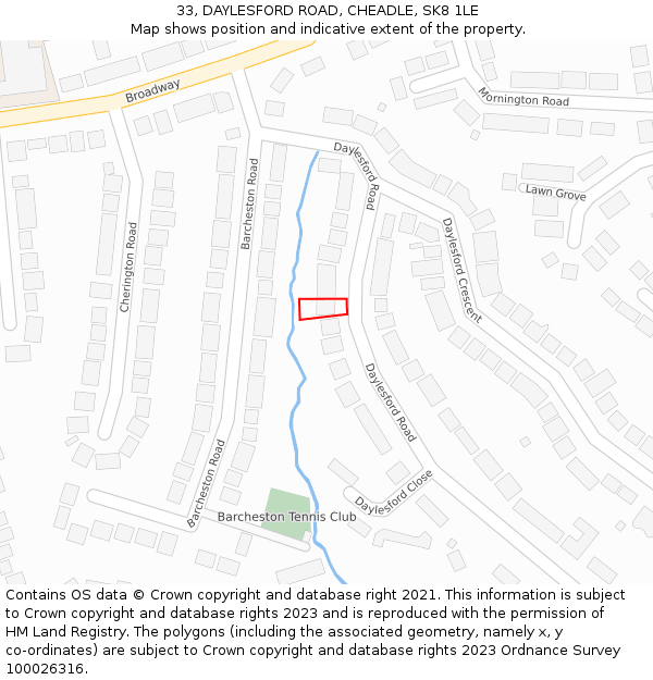 33, DAYLESFORD ROAD, CHEADLE, SK8 1LE: Location map and indicative extent of plot