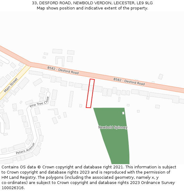 33, DESFORD ROAD, NEWBOLD VERDON, LEICESTER, LE9 9LG: Location map and indicative extent of plot