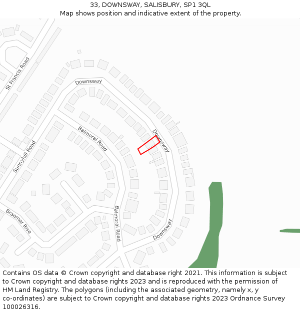 33, DOWNSWAY, SALISBURY, SP1 3QL: Location map and indicative extent of plot