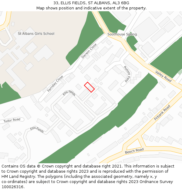 33, ELLIS FIELDS, ST ALBANS, AL3 6BG: Location map and indicative extent of plot