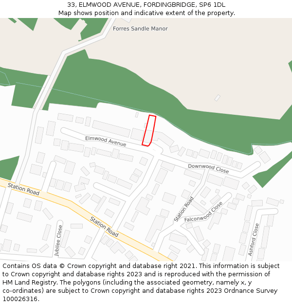 33, ELMWOOD AVENUE, FORDINGBRIDGE, SP6 1DL: Location map and indicative extent of plot