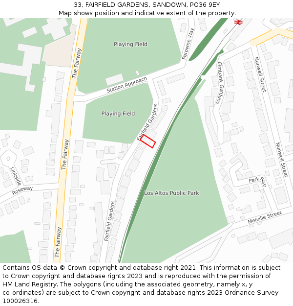 33, FAIRFIELD GARDENS, SANDOWN, PO36 9EY: Location map and indicative extent of plot