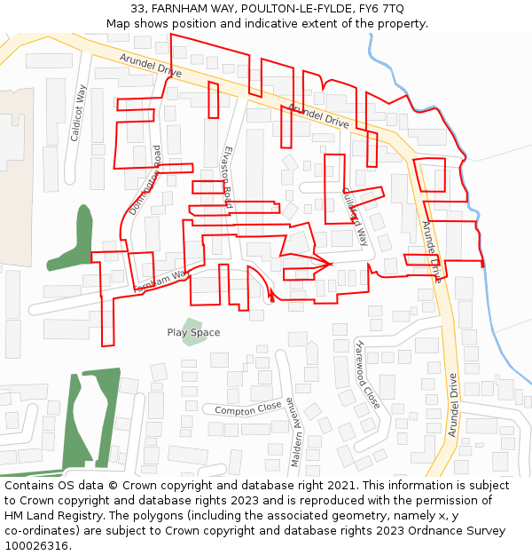 33, FARNHAM WAY, POULTON-LE-FYLDE, FY6 7TQ: Location map and indicative extent of plot