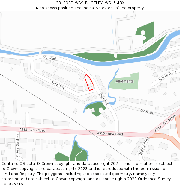 33, FORD WAY, RUGELEY, WS15 4BX: Location map and indicative extent of plot