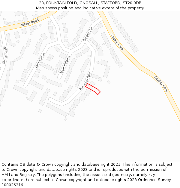 33, FOUNTAIN FOLD, GNOSALL, STAFFORD, ST20 0DR: Location map and indicative extent of plot