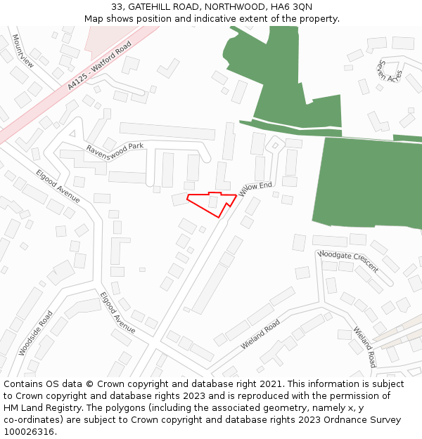33, GATEHILL ROAD, NORTHWOOD, HA6 3QN: Location map and indicative extent of plot