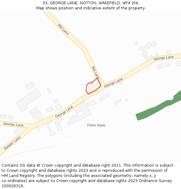 33, GEORGE LANE, NOTTON, WAKEFIELD, WF4 2NL: Location map and indicative extent of plot