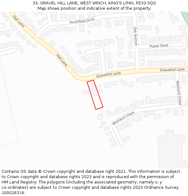 33, GRAVEL HILL LANE, WEST WINCH, KING'S LYNN, PE33 0QG: Location map and indicative extent of plot