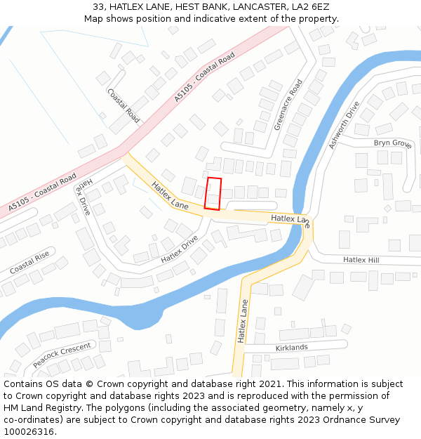 33, HATLEX LANE, HEST BANK, LANCASTER, LA2 6EZ: Location map and indicative extent of plot