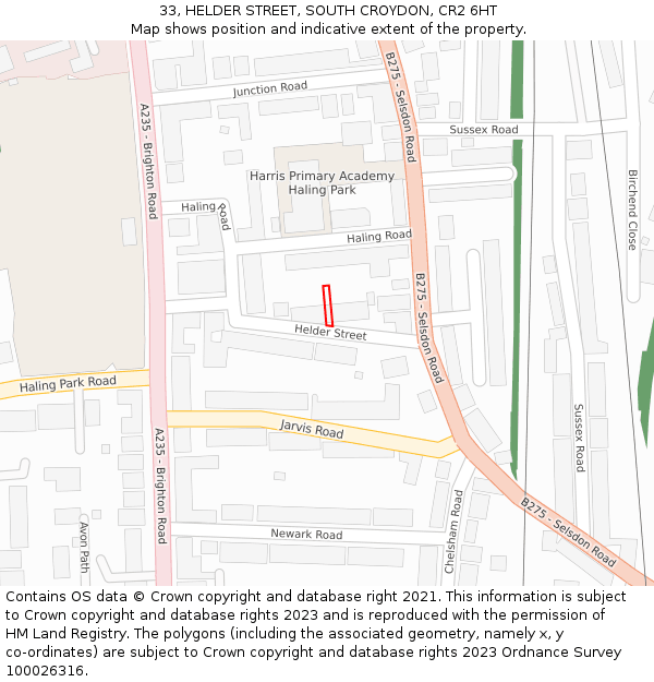 33, HELDER STREET, SOUTH CROYDON, CR2 6HT: Location map and indicative extent of plot